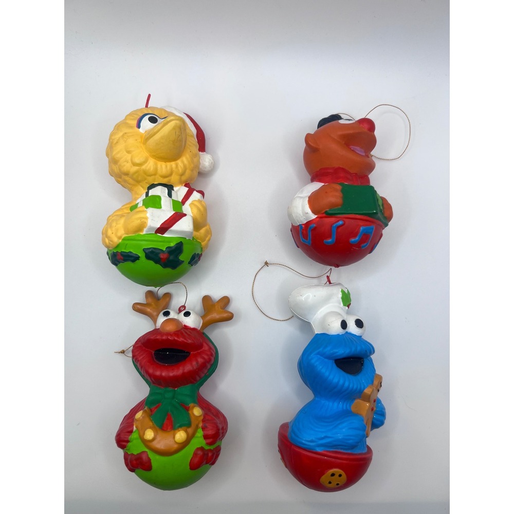 Sesame Street Set Of 4 Christmas Ornaments Big Bird Ernie Elmo Cookie Monster